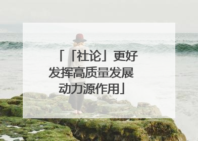 「社论」更好发挥高质量发展动力源作用