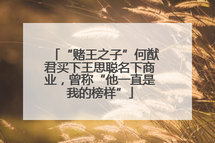 “赌王之子”何猷君买下王思聪名下商业，曾称“他一直是我的榜样”