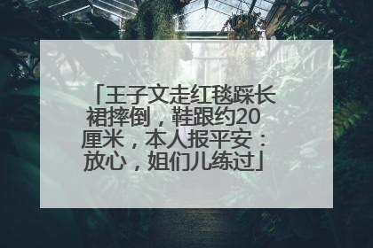 王子文走红毯踩长裙摔倒，鞋跟约20厘米，本人报平安：放心，姐们儿练过