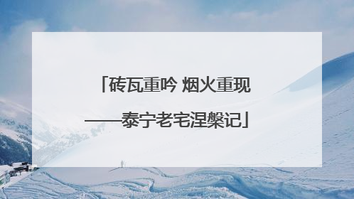 砖瓦重吟 烟火重现——泰宁老宅涅槃记