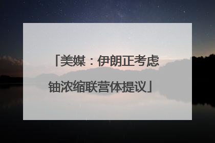 美媒：伊朗正考虑铀浓缩联营体提议