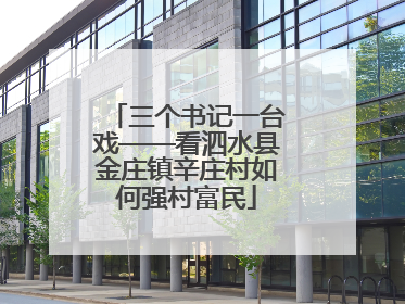 三个书记一台戏——看泗水县金庄镇辛庄村如何强村富民