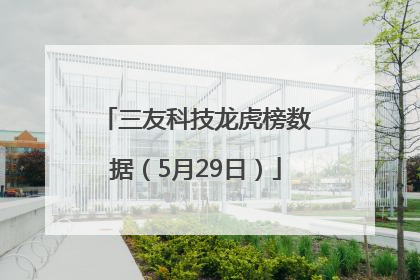 三友科技龙虎榜数据（5月29日）