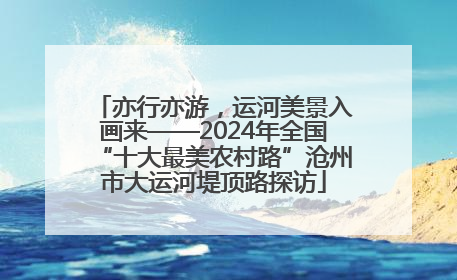 亦行亦游，运河美景入画来——2024年全国“十大最美农村路”沧州市大运河堤顶路探访