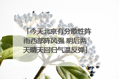 今天北京有分散性阵雨西部阵风强 明后两天晴天回归气温反弹