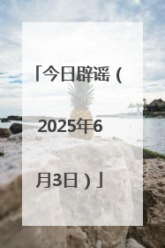 今日辟谣（2025年6月3日）