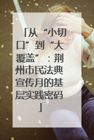 从“小切口”到“大覆盖”：荆州市民法典宣传月的基层实践密码