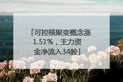 可控核聚变概念涨1.51%，主力资金净流入34股
