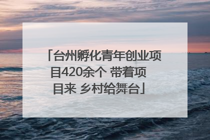 台州孵化青年创业项目420余个 带着项目来 乡村给舞台