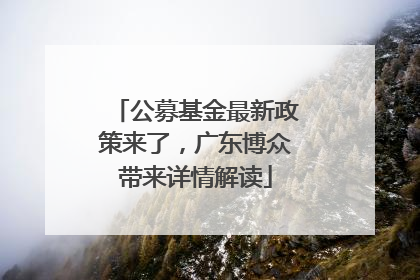 公募基金最新政策来了，广东博众带来详情解读