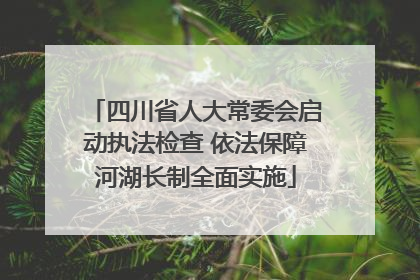 四川省人大常委会启动执法检查 依法保障河湖长制全面实施