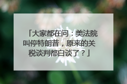 大家都在问：美法院叫停特朗普，原来的关税谈判都白谈了？