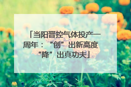 当阳晋控气体投产一周年：“创”出新高度 “降”出真功夫
