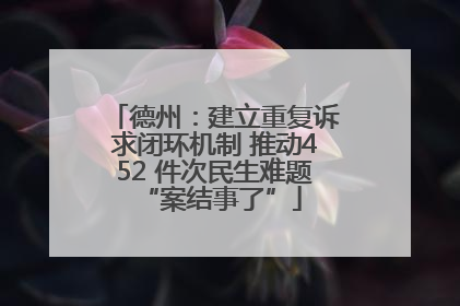 德州：建立重复诉求闭环机制 推动452 件次民生难题 “案结事了”