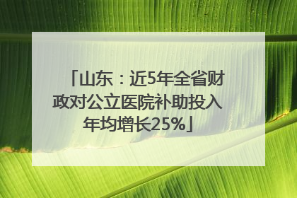 山东：近5年全省财政对公立医院补助投入年均增长25%