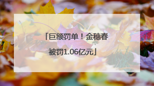 巨额罚单！金穗春被罚1.06亿元