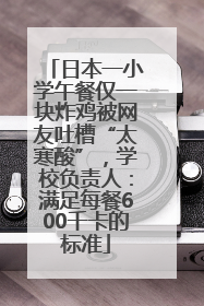 日本一小学午餐仅一块炸鸡被网友吐槽“太寒酸”，学校负责人：满足每餐600千卡的标准