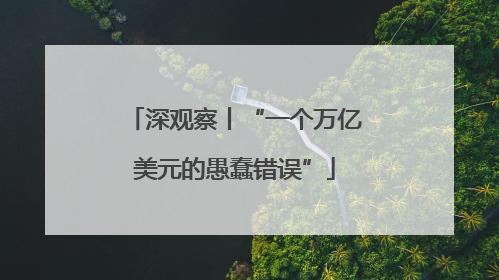 深观察丨“一个万亿美元的愚蠢错误”