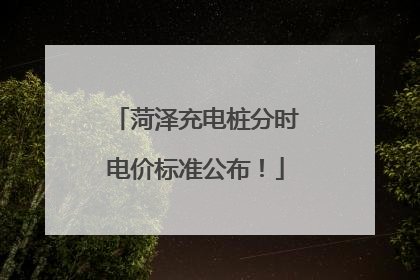 菏泽充电桩分时电价标准公布！