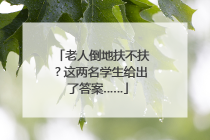 老人倒地扶不扶？这两名学生给出了答案……
