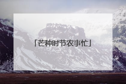 芒种时节农事忙