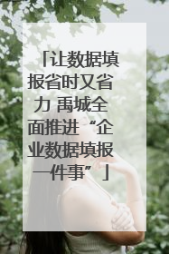 让数据填报省时又省力 禹城全面推进“企业数据填报一件事”