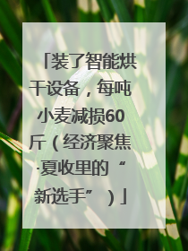 装了智能烘干设备，每吨小麦减损60斤（经济聚焦·夏收里的“新选手”）