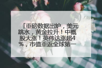 重磅数据出炉，美元跳水，黄金拉升！中概股大涨！英伟达涨超4%，市值重返全球第一！黄仁勋计划出售至多600万股股票