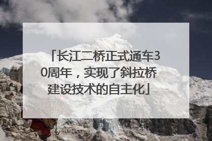 长江二桥正式通车30周年，实现了斜拉桥建设技术的自主化