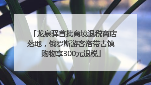 龙泉驿首批离境退税商店落地，俄罗斯游客洛带古镇购物享300元退税