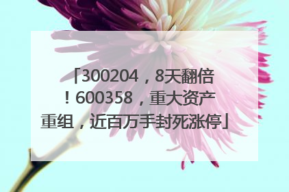300204，8天翻倍！600358，重大资产重组，近百万手封死涨停