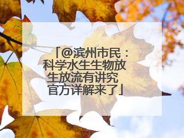 @滨州市民：科学水生生物放生放流有讲究 官方详解来了